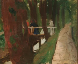Ruisseau avec pont Paysage avec pont